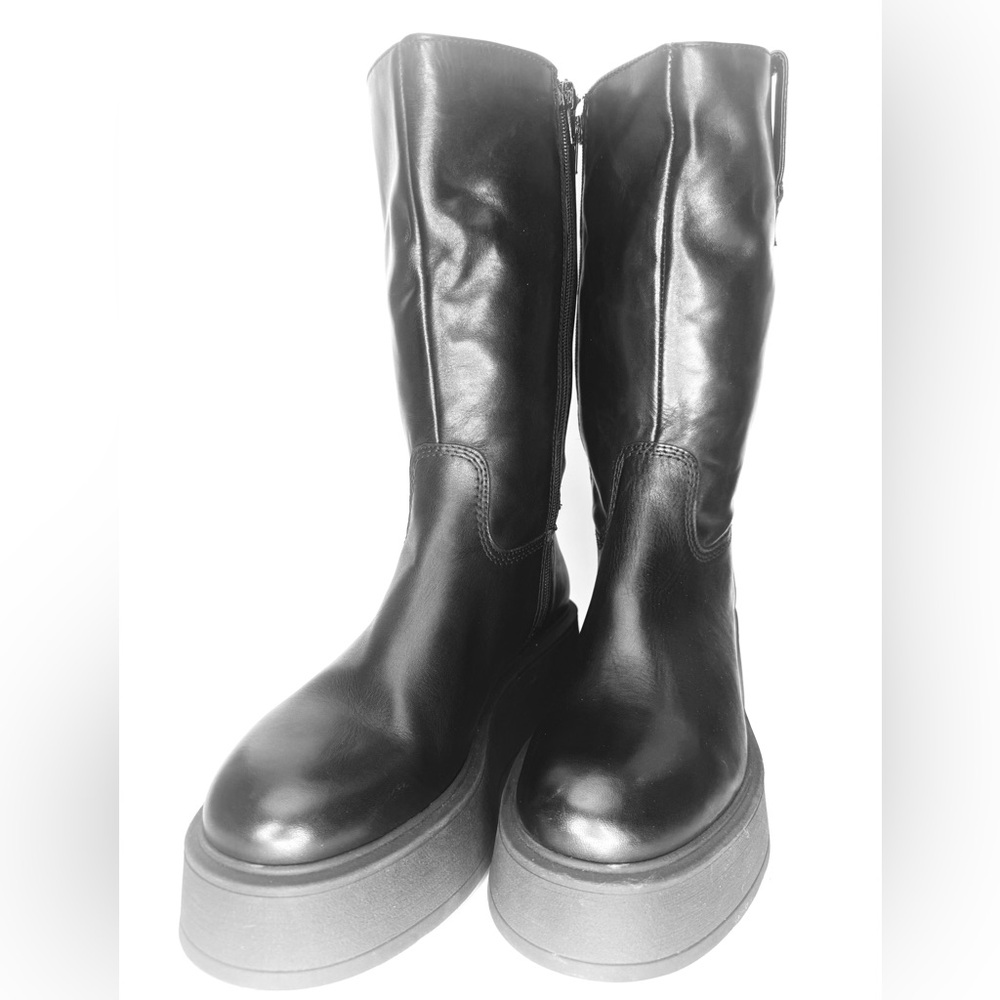 Tamaris Varinna Black Leather Combat Boots Platform Sole – EU 39 / US 8.5 - Picture 3 of 9